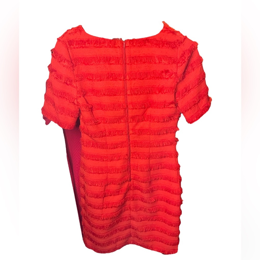 Belle Badgley Mischka Grace Dress with Fringe Detailing in Red Size 2 - Picture 6 of 7